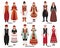 A set of couples in folk costumes of European countries. Türkiye, Albania, Montenegro, Greece, Cyprus, Malta. Culture