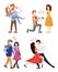 Set of Couples in Love Hugging Dance Tango Vector