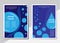 Set of covers in blue with a water theme. Flat patterned. Abstract color background