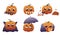 Set of cozy Halloween pumpkins