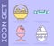 Set Cracked egg, Basket with easter eggs, Chicken egg on a stand and Candy icon