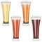 Set with craft beer in Pilsner glass for banners, flyers, posters, cards. Light and dark beer, ale, and lager
