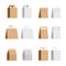 Set craft packages. White and brown bags of various shapes in a simp