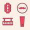 Set Cream or lotion cosmetic tube, Blade razor, Mustache and Barbershop icon