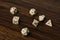 Set of cream tabletop gaming dice