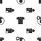 Set Create account screen, T-shirt and Carton cardboard box on seamless pattern. Vector