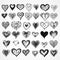 Set of creative hearts. Heart doodles collection o white background. Hand drawn hearts set. Romance and love