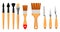 set creative painting tools materials isolated