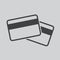 Set of credit card icon on grey background. Simple, lined, modern pictogram. Pay card logotype.