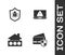 Set Credit card with shield, System bug, House password and Laptop exclamation mark icon. Vector