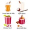 Set of cristmas cocktails flat vector illustration isolated