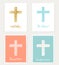 Set of Cross and Flowers Christian Cards. Easter, Good Friday, Confirmation.