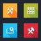 Set Crossed hammer and wrench, Office folders, Interesting facts and icon. Vector