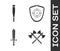 Set Crossed medieval axes, Baseball bat, Medieval sword and Target sport icon. Vector.