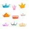 A set of crowns of different colors. A collection of icons with a crown for winners, champions, leaders. Vector