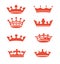 Set of crowns icons, collection of vector crown, symbol of monarch, king, queen, color illustration on white