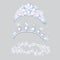 Set of crowns and wreaths on the brides head isolated on gray background. Jewelry wedding diamond jewelry. Vector