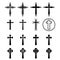 Set of crucifix and cross silhouette in modern