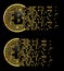 Set of crypto currency bytecoin golden symbols