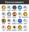 Set of cryptocurrency icon . Vector