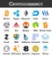 Set of cryptocurrency icon . Vector