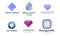 Set of crystal gemstones, brilliants and diamonds companies drawings and lettering