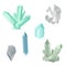 Set of crystals. Colored gems. Vector illustrations. Isolated objects on white