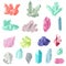 Set of crystals. Colored gems. Vector illustrations. Isolated objects on white