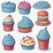 Set of cupcakes cartoon elements