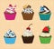 Set of cupcakes on vintage background 2