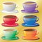 Set of cups in different colors