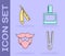 Set Curling iron for hair, Straight razor, Mustache and beard and Aftershave icon. Vector