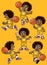 Set of curly haired black boy basketball player