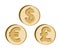 Set of currency symbols in the form golden coins