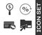 Set Cursor click document folder, Magnifying glass and dollar, Discount card with percent and Discount percent tag icon