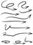 Set of curved, hand drawn marker scribble direction arrows