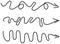 Set of curved, hand drawn marker scribble direction arrows