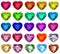 set of cut gemstones with heart in different colors