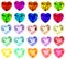 set of cut gemstones with heart in different colors