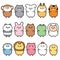 Set of cute animals character cartoon design stand on white background.Farm