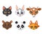 Set of cute animals muzzles