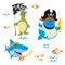 Set of cute Animals pirate design