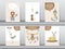 Set of cute animals poster,template,cards,bear,cat,wolf,bird,rat,deer,zoo,Vector illustrations