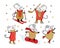 Set with cute animals in winter, playing, skiing, sledding, snowboarding, skating, play hockey. Cute cartoon mice engaged in