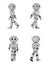 Set of cute artificial intelligence robots