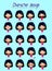 Set of cute asian girl`s emotions