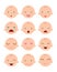 Set of cute baby emoticons, Adorable baby emotions flat modern style, cartoon baby boy faces, Vector Illustration