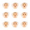 Set of cute baby emoticons very simple but expressive cartoon faces vector.