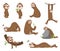Set of Cute baby sloth. Adorable cartoon animals. Funny cartoon sloths in different poses. Cute lazy character vector