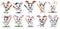 Set of cute Baseball Bunnies Clipart Sticker on trransparent Background, generated ai